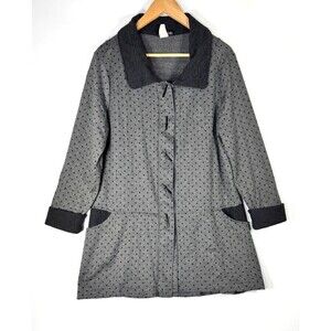 Moonlight Y and S Design Jacket Womens Medium Gray Polka Dot Corduroy Collar USA
